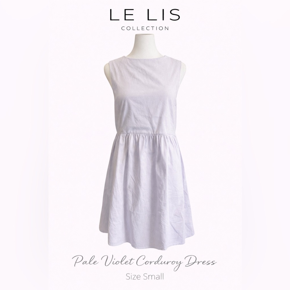 Le Lis Collection Pale Violet Corduroy Tie Back Dress Size Small